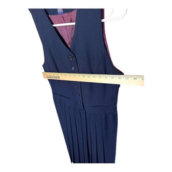 Vintage Chelsea Cambell Navy Wool Blend Midi Dress - Size 8 - Picture 5 of 7